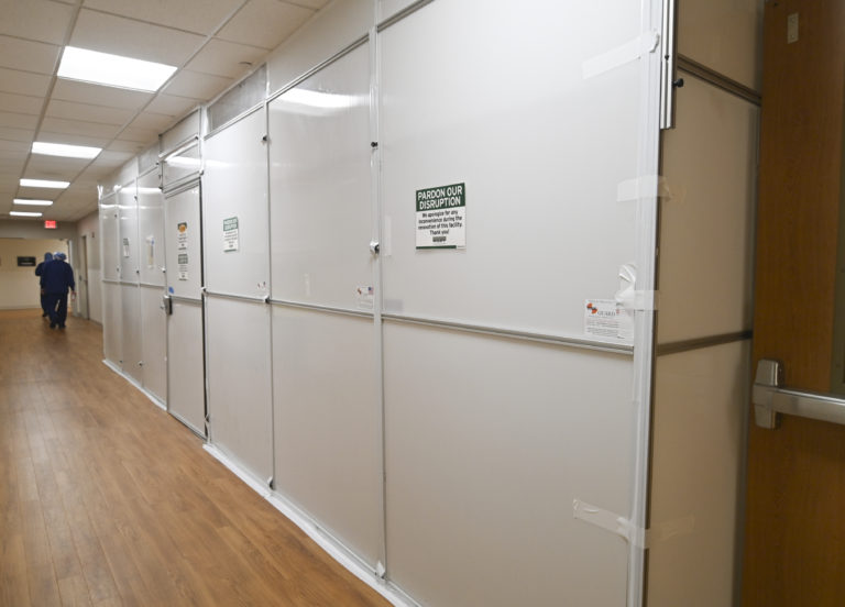 Temporary partitions in an occupied healthcare facility